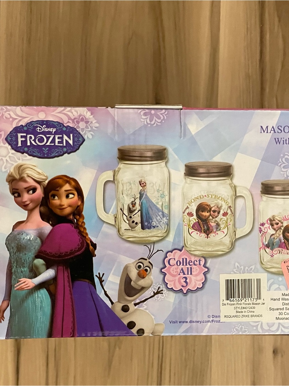 Disney Frozen Character Mason Jar Mug Set of 2, Pink, Purple, Blue Accents